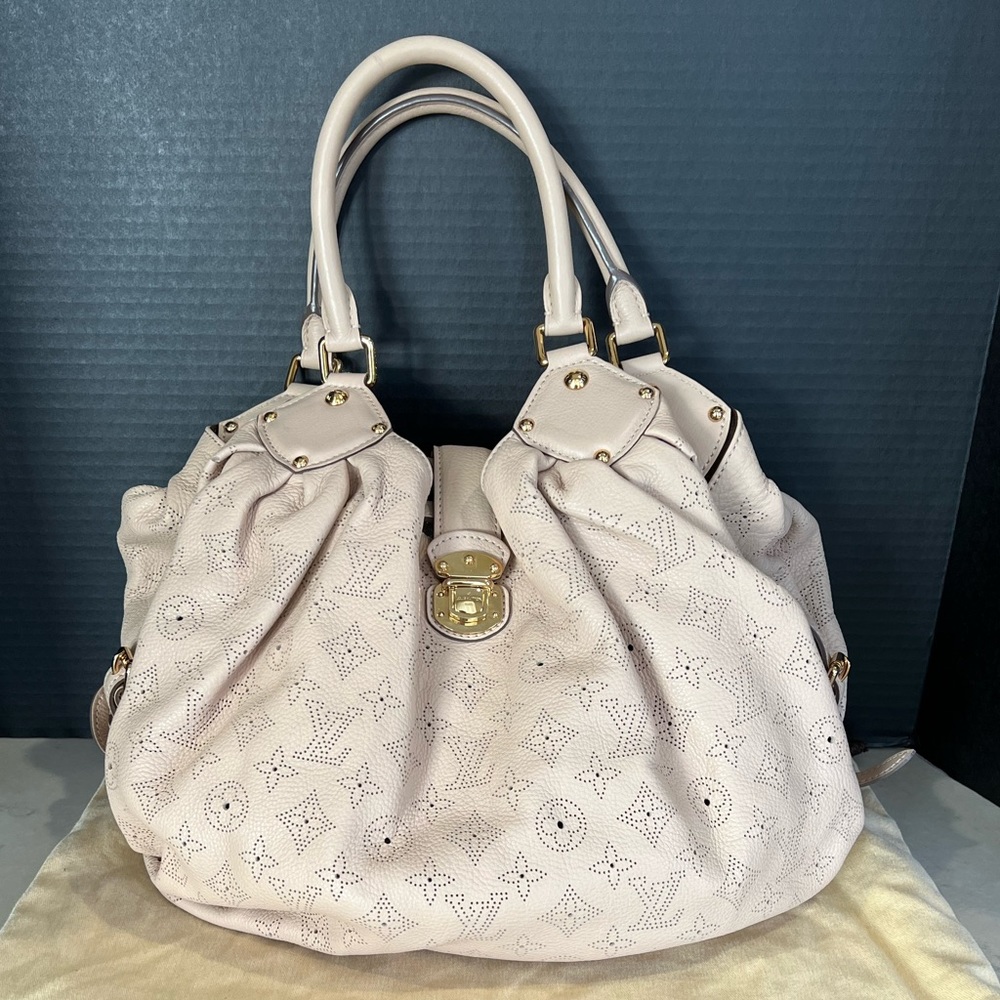 Cream beige Louis Vuitton XL Sable Mahina Leather Hobo Bag VINTAGE
